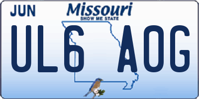 MO license plate UL6A0G