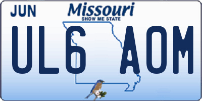 MO license plate UL6A0M