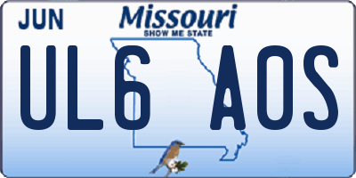 MO license plate UL6A0S