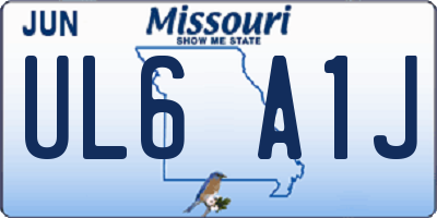 MO license plate UL6A1J
