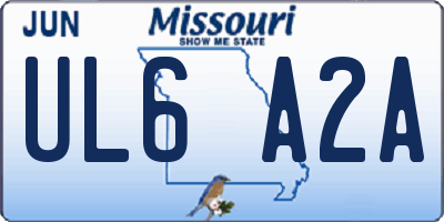 MO license plate UL6A2A