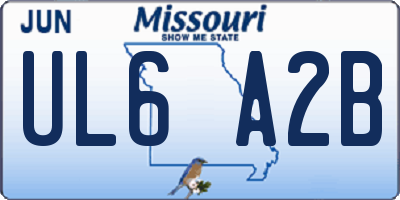 MO license plate UL6A2B