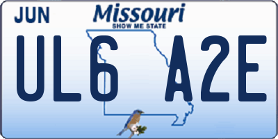 MO license plate UL6A2E
