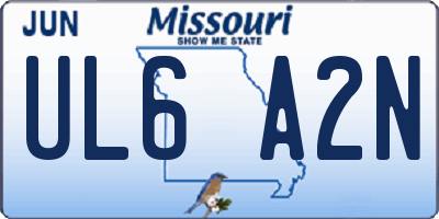 MO license plate UL6A2N