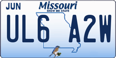 MO license plate UL6A2W