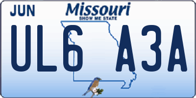 MO license plate UL6A3A