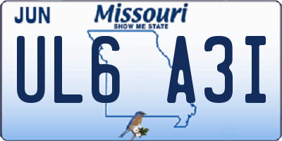 MO license plate UL6A3I