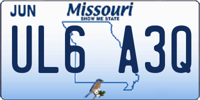 MO license plate UL6A3Q