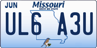 MO license plate UL6A3U