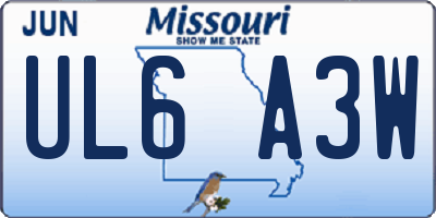 MO license plate UL6A3W