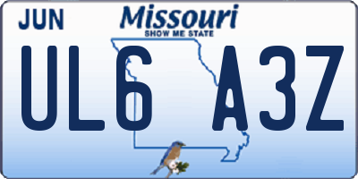 MO license plate UL6A3Z