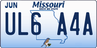 MO license plate UL6A4A
