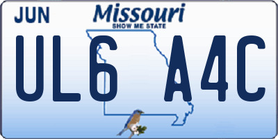 MO license plate UL6A4C