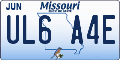 MO license plate UL6A4E