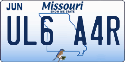 MO license plate UL6A4R