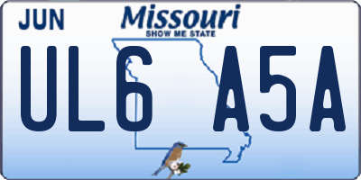 MO license plate UL6A5A
