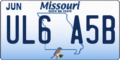 MO license plate UL6A5B