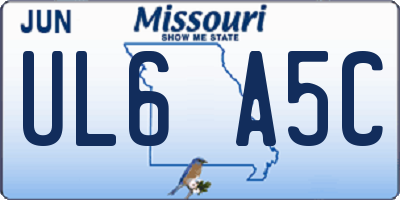 MO license plate UL6A5C