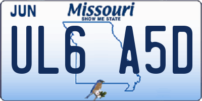 MO license plate UL6A5D