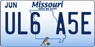 MO license plate UL6A5E