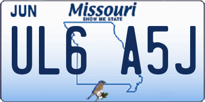 MO license plate UL6A5J