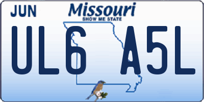 MO license plate UL6A5L