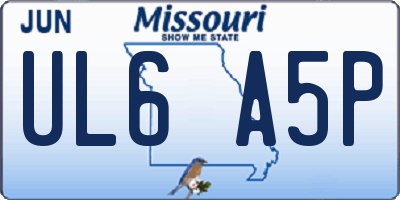 MO license plate UL6A5P