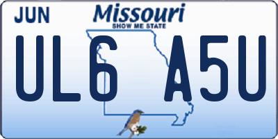 MO license plate UL6A5U