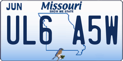 MO license plate UL6A5W