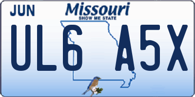 MO license plate UL6A5X