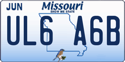 MO license plate UL6A6B