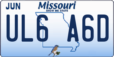 MO license plate UL6A6D