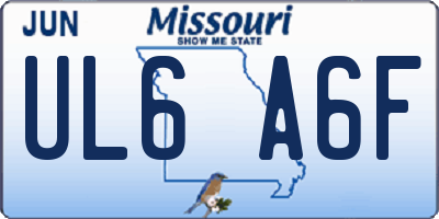 MO license plate UL6A6F