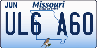 MO license plate UL6A6O