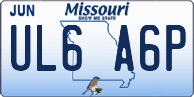 MO license plate UL6A6P