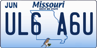 MO license plate UL6A6U