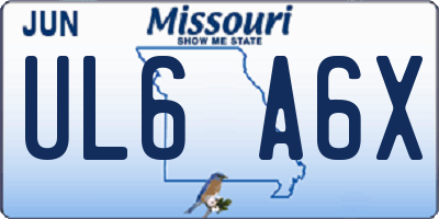 MO license plate UL6A6X