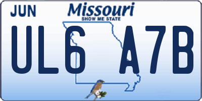 MO license plate UL6A7B