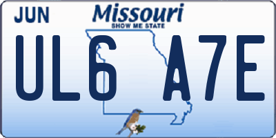 MO license plate UL6A7E