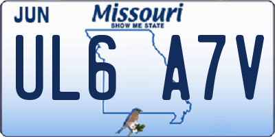 MO license plate UL6A7V