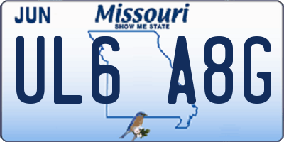MO license plate UL6A8G