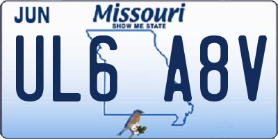 MO license plate UL6A8V