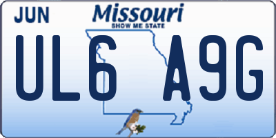 MO license plate UL6A9G