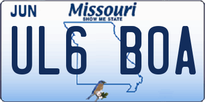 MO license plate UL6B0A