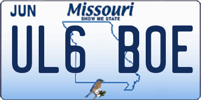 MO license plate UL6B0E