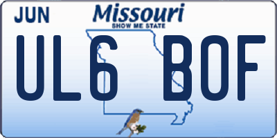 MO license plate UL6B0F