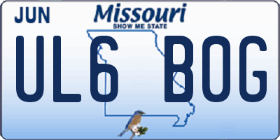 MO license plate UL6B0G