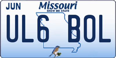 MO license plate UL6B0L
