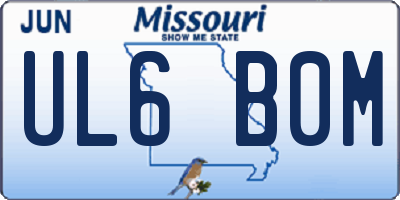 MO license plate UL6B0M
