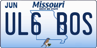 MO license plate UL6B0S